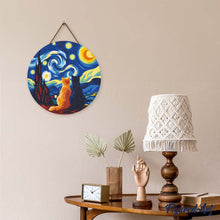 Cargar imagen en el visor de la galería, Diamond Painting en Disco de Madera - Compañeros de noche estrellada