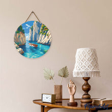 Cargar imagen en el visor de la galería, Diamond Painting en Disco de Madera - Cala Azul Tranquila