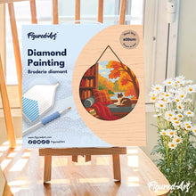 Cargar imagen en el visor de la galería, Diamond Painting en Disco de Madera - Vista otoñal del gato