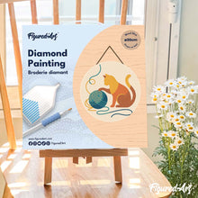 Cargar imagen en el visor de la galería, Diamond Painting en Disco de Madera - Gato y ovillo