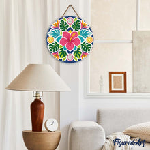 Cargar imagen en el visor de la galería, Diamond Painting en Disco de Madera - Mandala de hibisco