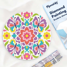 Cargar imagen en el visor de la galería, Diamond Painting en Disco de Madera - Mandala de mariposa