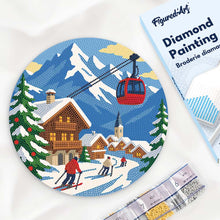 Cargar imagen en el visor de la galería, Diamond Painting en Disco de Madera - Vacaciones de invierno en los Alpes