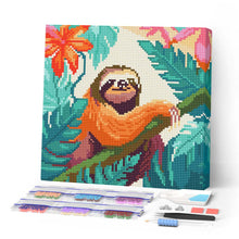 Cargar imagen en el visor de la galería, Mini Diamond Painting 25x25cm - Perezoso Tropical