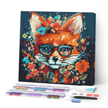 Cargar imagen en el visor de la galería, Mini Diamond Painting 25x25cm - Zorro Fantasía con Flores