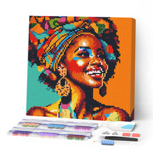 Cargar imagen en el visor de la galería, Mini Diamond Painting 25x25cm - Reina Africana Pop Art