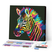 Cargar imagen en el visor de la galería, Mini Diamond Painting 25x25cm - Zebra Neón