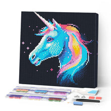 Cargar imagen en el visor de la galería, Mini Diamond Painting 25x25cm - Unicornio Neón