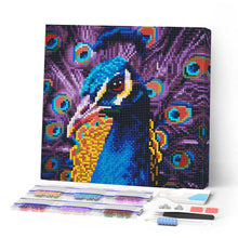 Cargar imagen en el visor de la galería, Mini Diamond Painting 25x25cm - Pavo Real Elegante