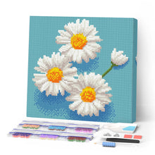 Cargar imagen en el visor de la galería, Mini Diamond Painting 25x25cm - Adorables Margaritas Blancas