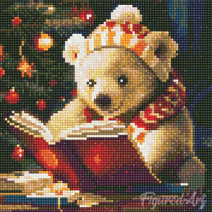 Mini Diamond Painting 25x25cm - Adorable oso leyendo