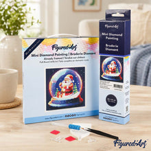 Cargar imagen en el visor de la galería, Mini Diamond Painting 25x25cm - Santa en Bola de Nieve