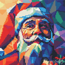 Cargar imagen en el visor de la galería, Mini Diamond Painting 25x25cm - Papá Noel poligonal