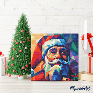 Mini Diamond Painting 25x25cm - Papá Noel poligonal