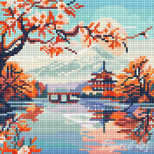 Cargar imagen en el visor de la galería, Mini Diamond Painting 25x25cm - Lago y Monte Fuji