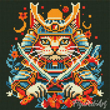 Cargar imagen en el visor de la galería, Mini Diamond Painting 25x25cm - Gato Samurái