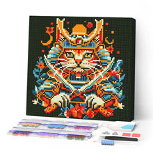 Cargar imagen en el visor de la galería, Mini Diamond Painting 25x25cm - Gato Samurái