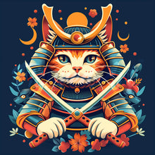 Cargar imagen en el visor de la galería, Mini Diamond Painting 25x25cm - Gato Samurái