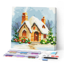 Cargar imagen en el visor de la galería, Mini Diamond Painting 25x25cm - Casa de ladrillo en invierno