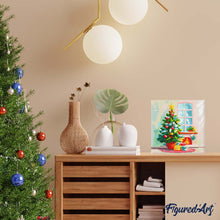 Cargar imagen en el visor de la galería, Mini Diamond Painting 25x25cm - Árbol de Navidad y chimenea