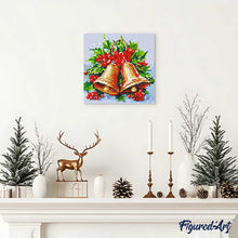 Cargar imagen en el visor de la galería, Mini Diamond Painting 25x25cm - Campanas de Navidad