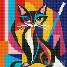Cargar imagen en el visor de la galería, Mini Diamond Painting 25x25cm - Gato Abstracto Audaz