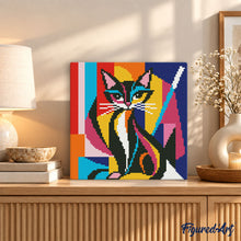 Cargar imagen en el visor de la galería, Mini Diamond Painting 25x25cm - Gato Abstracto Audaz