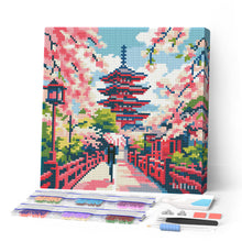 Cargar imagen en el visor de la galería, Pintar por numeros Figured'Art - Mini Diamond Painting 25x25cm - Kioto en Flor