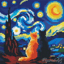 Cargar imagen en el visor de la galería, Mini Diamond Painting 25x25cm - Compañeros de noche estrellada