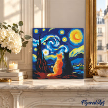 Cargar imagen en el visor de la galería, Mini Diamond Painting 25x25cm - Compañeros de noche estrellada