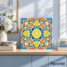 Cargar imagen en el visor de la galería, Mini Diamond Painting 25x25cm - Mandala cítrico