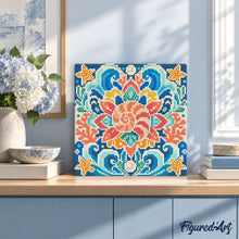 Cargar imagen en el visor de la galería, Mini Diamond Painting 25x25cm - Mandala de conchas marinas