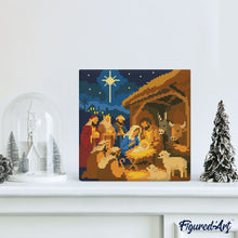 Cargar imagen en el visor de la galería, Mini Diamond Painting 25x25cm - Belén de Navidad