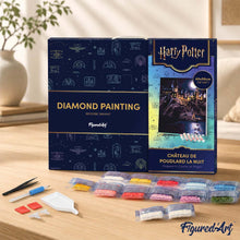 Cargar imagen en el visor de la galería, Diamond Painting - Castillo de Hogwarts de noche - Harry Potter 40x50cm con bastidor montado