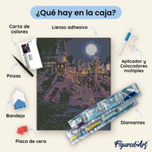 Cargar imagen en el visor de la galería, Diamond Painting - Castillo de Hogwarts de noche - Harry Potter 40x50cm con bastidor montado