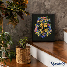 Cargar imagen en el visor de la galería, Diamond Painting - Escudo floral de Hogwarts - Harry Potter 40x50cm con bastidor montado