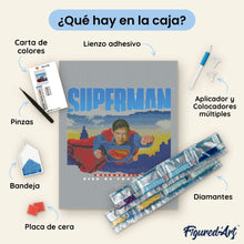 Cargar imagen en el visor de la galería, Diamond Painting - Superman con el skyline 40x50cm con bastidor montado