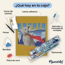 Cargar imagen en el visor de la galería, Diamond Painting - Krypto con el skyline - Superman 40x50cm con bastidor montado