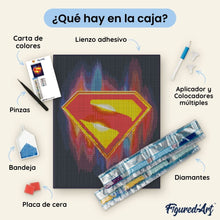 Cargar imagen en el visor de la galería, Diamond Painting - Escudo de Superman 40x50cm con bastidor montado