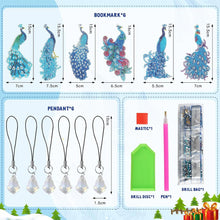 Cargar imagen en el visor de la galería, Marcapáginas Diamond Painting 6x Pavo Real