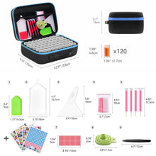 Cargar imagen en el visor de la galería, Estuche Diamond Painting Azul Claro con 120 Botes + Accesorios