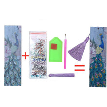 Cargar imagen en el visor de la galería, Marcapáginas Diamond Painting con Pavo Real