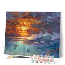 Cargar imagen en el visor de la galería, Pintar Por Números - Océano y puesta de sol - Figuredart - Intermedio Paisajes Animales Peces Delfines Tortugas Novedades