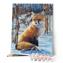 Cargar imagen en el visor de la galería, Pintar Por Números - Zorro En La Nieve - Figuredart - Fácil Animales Zorros Novedades