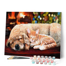 Cargar imagen en el visor de la galería, Pintar Por Números - Siesta con amigos - Figuredart - Fácil Animales Perros Gatos Novedades