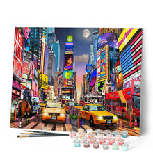 Cargar imagen en el visor de la galería, Pintar por números Noche en Timesquare Figured'Art Avanzado Novedades Ciudades Paisajes