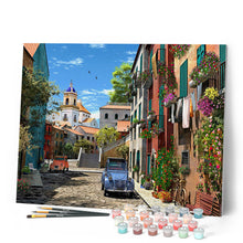 Cargar imagen en el visor de la galería, Pintar por números Callejón y 2 CV Figured'Art Intermedio Novedades Ciudades Paisajes