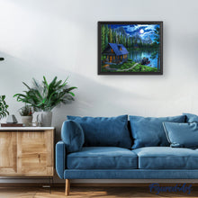 Cargar imagen en el visor de la galería, Pintar por números Lago nocturno Figured'Art Intermedio Novedades Paisajes Bosque