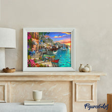 Cargar imagen en el visor de la galería, Pintar por números Puerto floral Figured'Art Intermedio Novedades Ciudades Paisajes Barcos