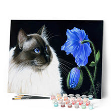 Cargar imagen en el visor de la galería, Pintar por números Cara floral Figured'Art Fácil Novedades Animales Gatos Flores